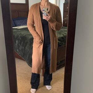 Long Tan Abercrombie and Fitch duster Cardigan Sweater